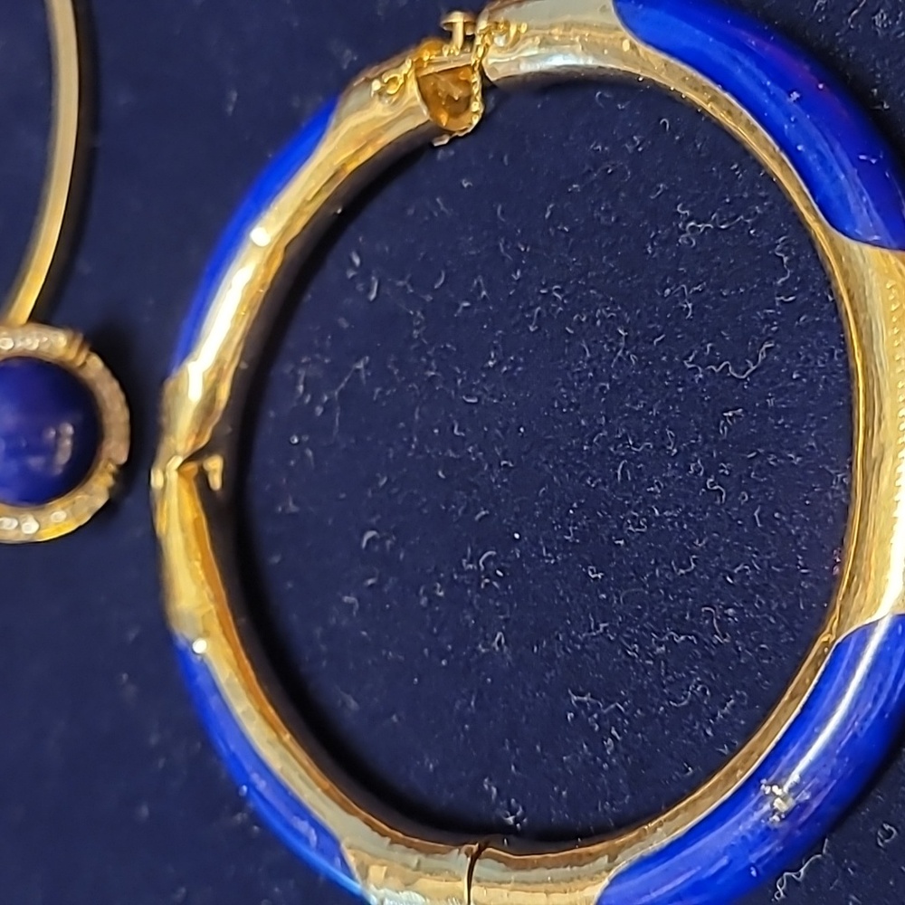 14k Vintage Blue Lapis Lazuli and Gold Bracelet - Picture 5 of 6